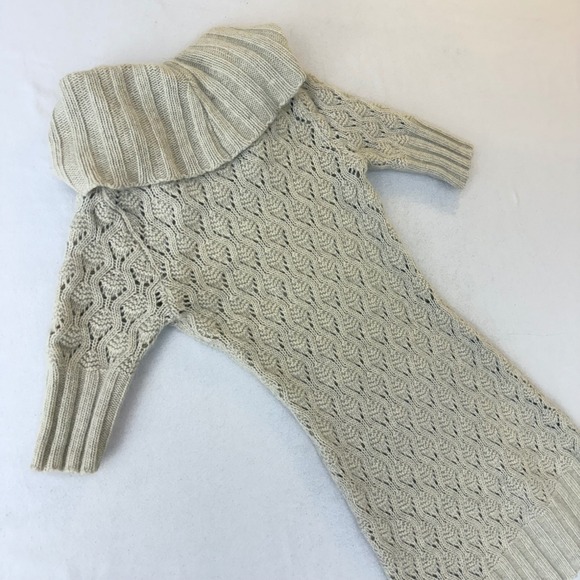 Cynthia Rowley Beige Angora Wool Blend Cowl Neck Cable Knit Sweater Dress XS - Picture 12 of 13